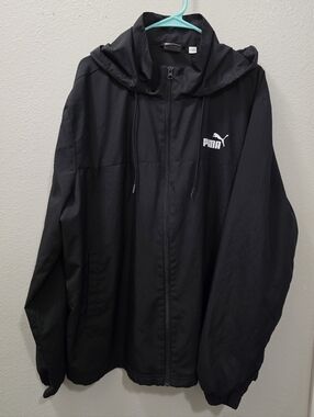 Puma Black Hooded Windbreaker with White Logo